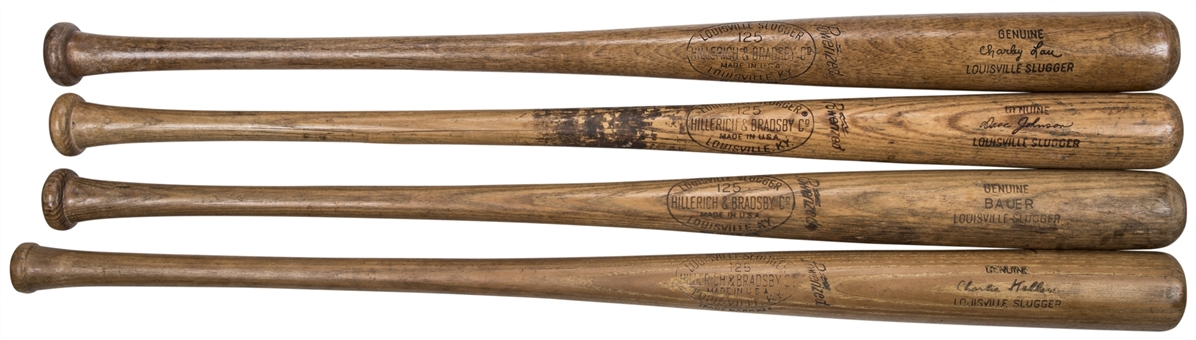 Lot of (4) American League East Game Used Bats: Lau, Johnson, Bauer, Keller (PSA/DNA)